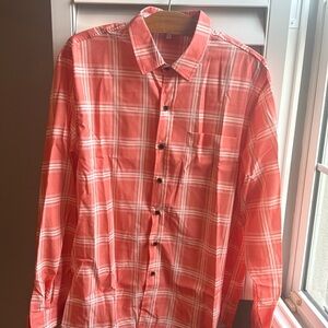 Orange plaid button down XL